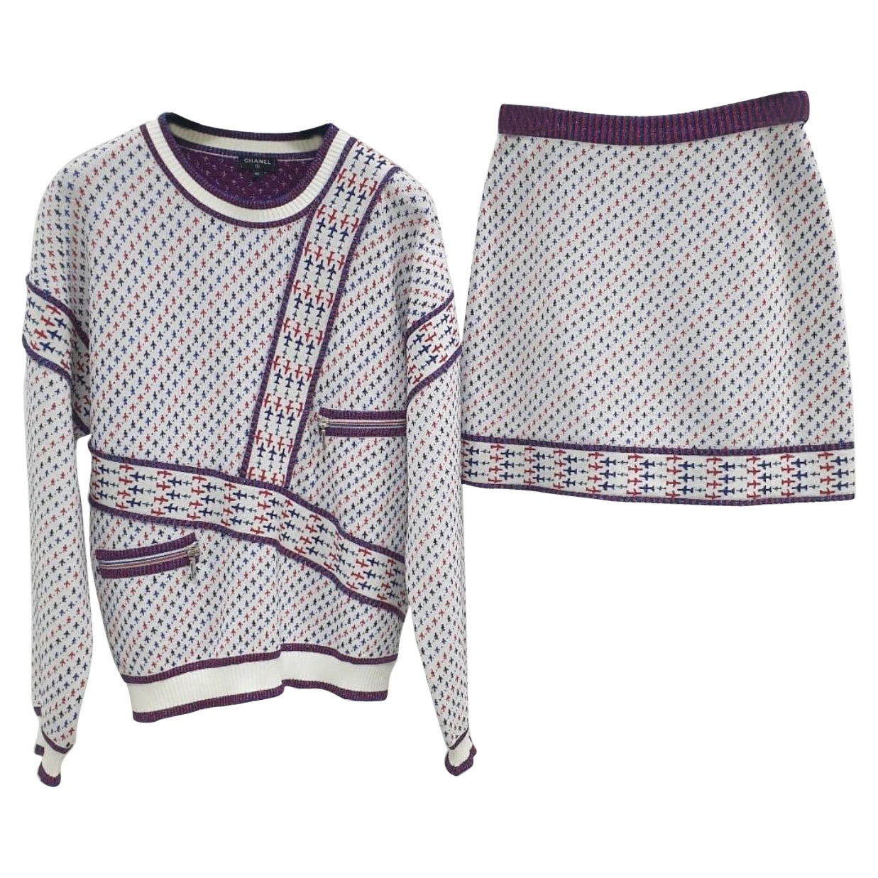 Chanel Airplane Pattern Knit Jumper 