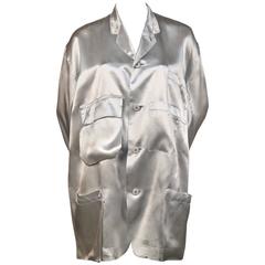 very rare 1984 YOHJI YAMAMOTO silver satin backstage staff jacket