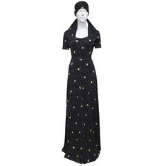 Diane Von Furstenberg summer polka dot stretch jersey maxi dress, c. 1970s