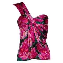 Balenciaga Nicolas Ghesquière  Floral Silk One Shoulder Top Spring 2008