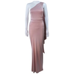 ELIZABETH MASON COUTURE Deep Blush One Shoulder Draped Gown Size 2 Made to Order