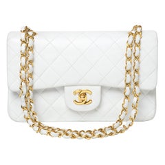 Retro Chanel Classic Flap Small White Lambskin 