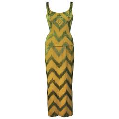 1950's Green & Chartreuse Two Piece Beaded Gown Size 4 11