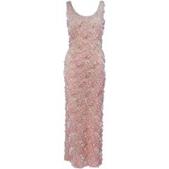 SELBER BROTHERS Embellished Sequined Pink Stretch Knit Wool Dress Size 10