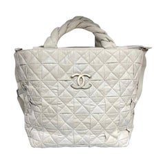 2008 Chanel White Braided Leather Shoulder Bag Bag