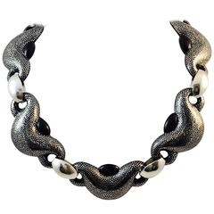 New Patricia Von Musulin Black Ebony Wood and Sterling Silver Necklace