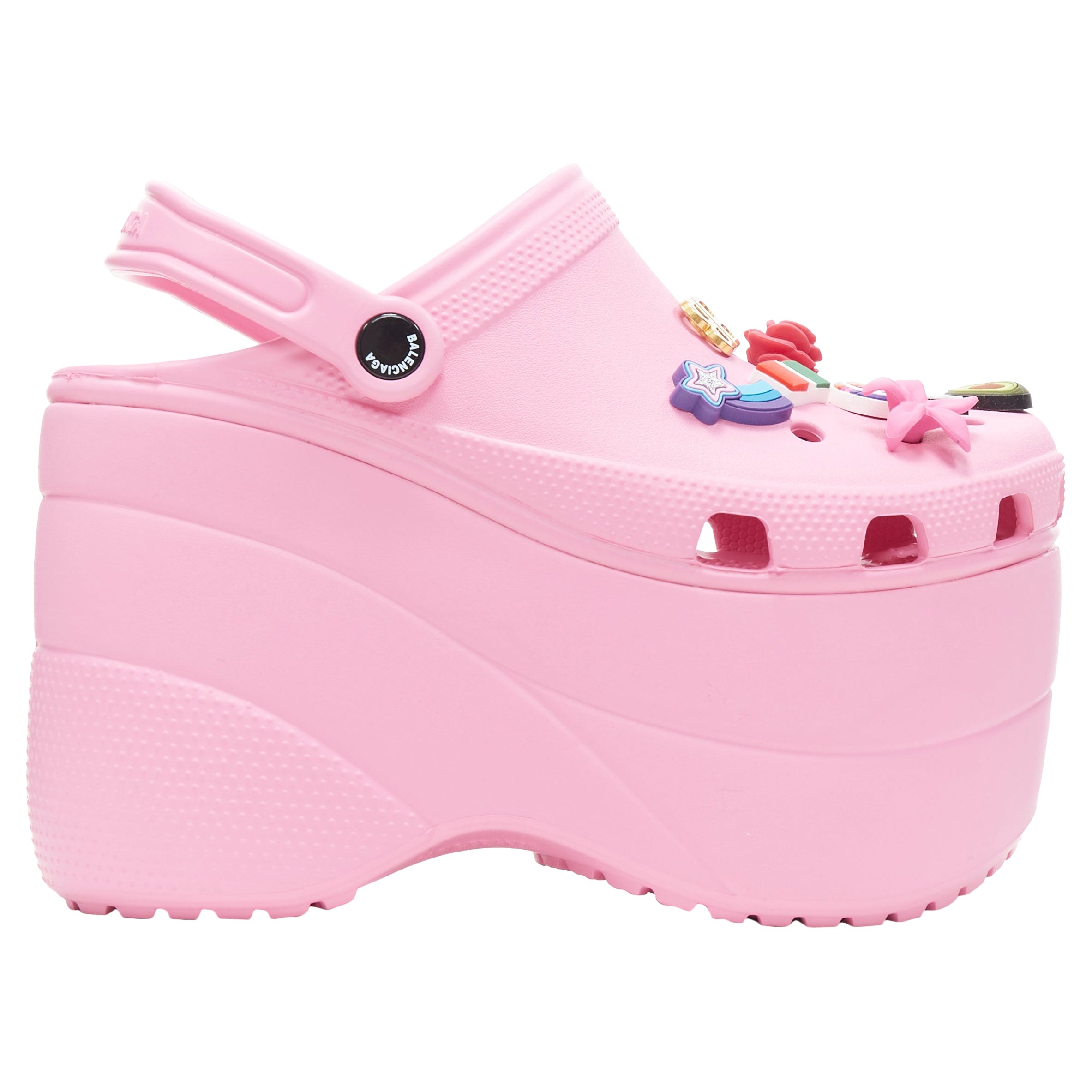 new BALENCIAGA CROCS 2018 Rose Bon Bon pink gibbet platform sandals EU36  For Sale at 1stDibs