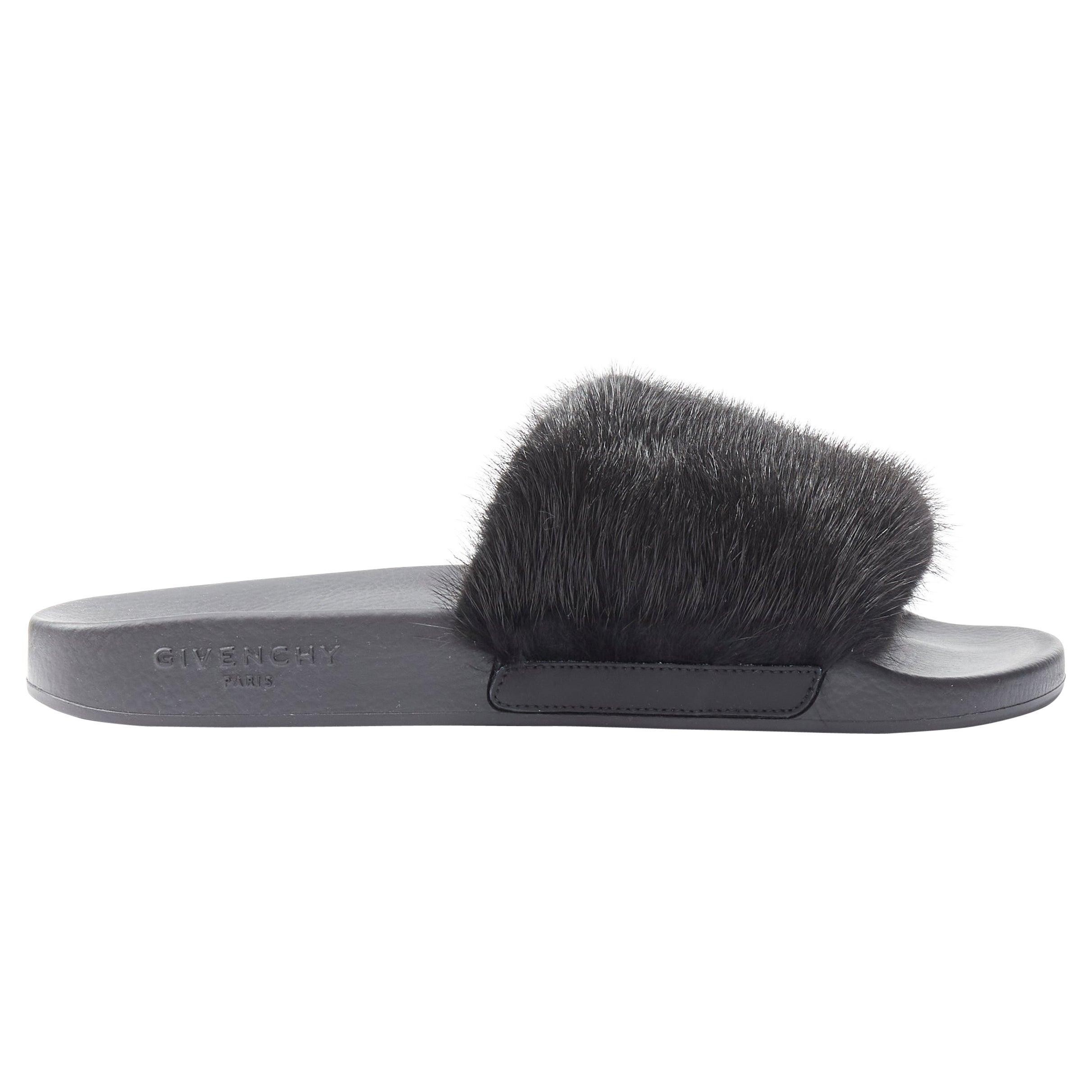 Louis Vuitton Black/White Shearing Fur Slide Flats Size 38
