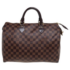 Used Louis Vuitton Damier Ebene Canvas Speedy 35 Bag