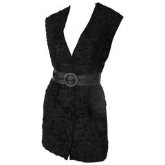 sleeveless black astrakhan/persian lamb fur vest 12