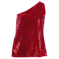 1990s Dolce&Gabbana Red sequin One-Shoulder Top