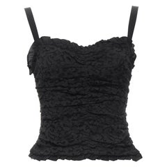 DOLCE GABBANA black floral lace ruffle sweetheart boned corset bustier IT42 M