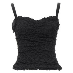 DOLCE & Gabbana nero, pizzo floreale, volant a cuore, bustier a corsetto disossato IT42 M.