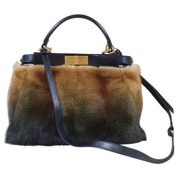 Fendi Black Brown Mink Fur Peekaboo Bag For Sale at 1stDibs | fendi fur ...