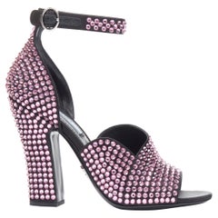 neu PRADA 2019 Laufsteg rosa Kristall Strass verkrustete High Heel Sandale EU38