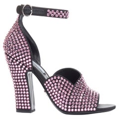 new PRADA 2019 Runway pink crystal rhinestone encrusted high heel sandal EU38