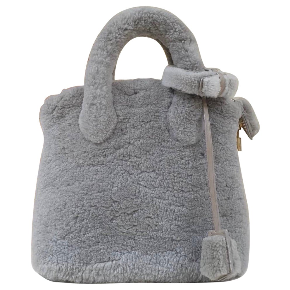 Lockit Pulsion Grey Shearling Satchel Bag