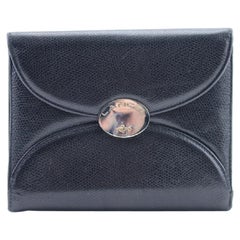 Vintage Lancel Compact Square Flap Wallet 10mr0213 Black Leather Clutch