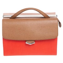Fendi Tricolor Textured Leather Small Demi Jour Top Handle Bag