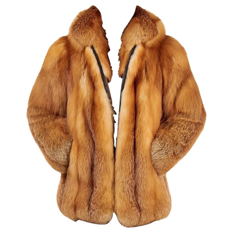 Brand new men's Red Fox fur coat size L For Sale