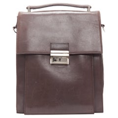 Used FENDI brown buckle flap multi pocket top handle satchenl bag