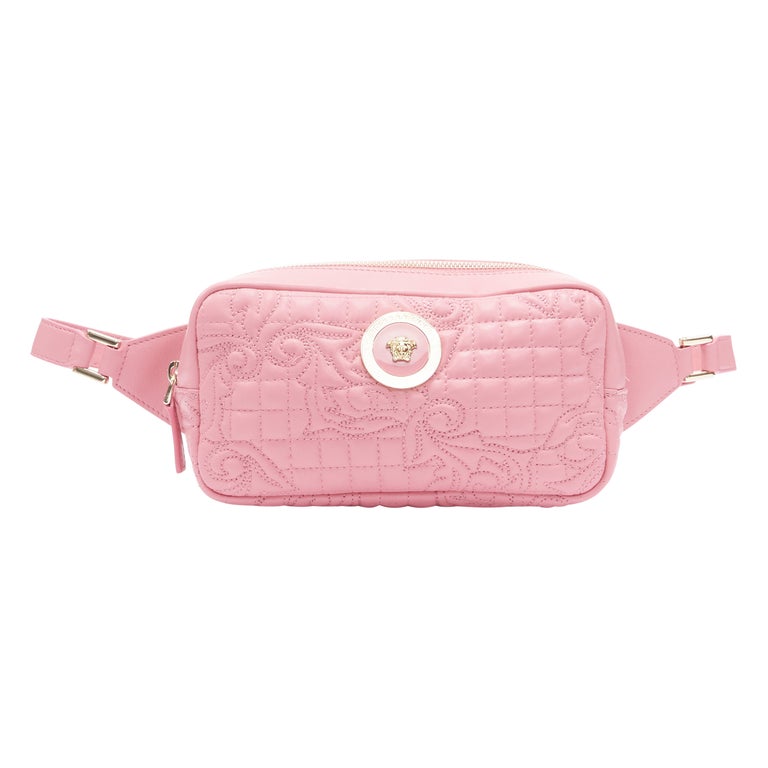 new VERSACE Vanitas baroque quilted pink leather gold Medusa crossbody waist  bag For Sale at 1stDibs