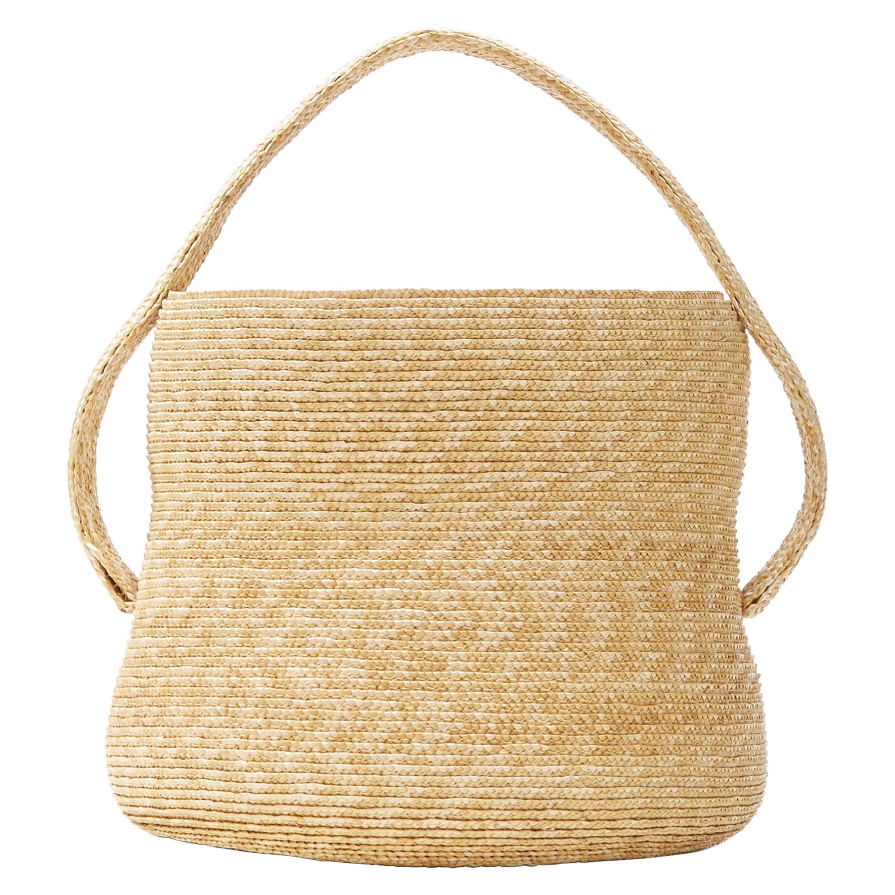new ROSIE ASSOULIN North South Jug tan raffia straw woven small basket bag