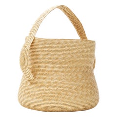 new ROSIE ASSOULIN North South Jug brown raffia straw structured small bag