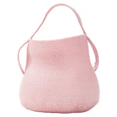 new ROSIE ASSOULIN North South Jug pink raffia straw woven small basket bag