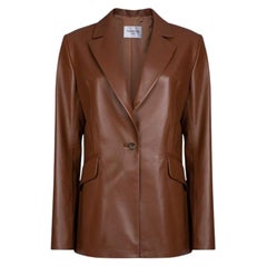 Verheyen London Chesca Oversize Blazer in Tan Leather, Size 12