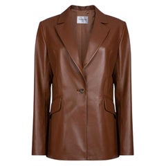 Verheyen London Chesca Oversize Blazer in Tan Leather, Size 16