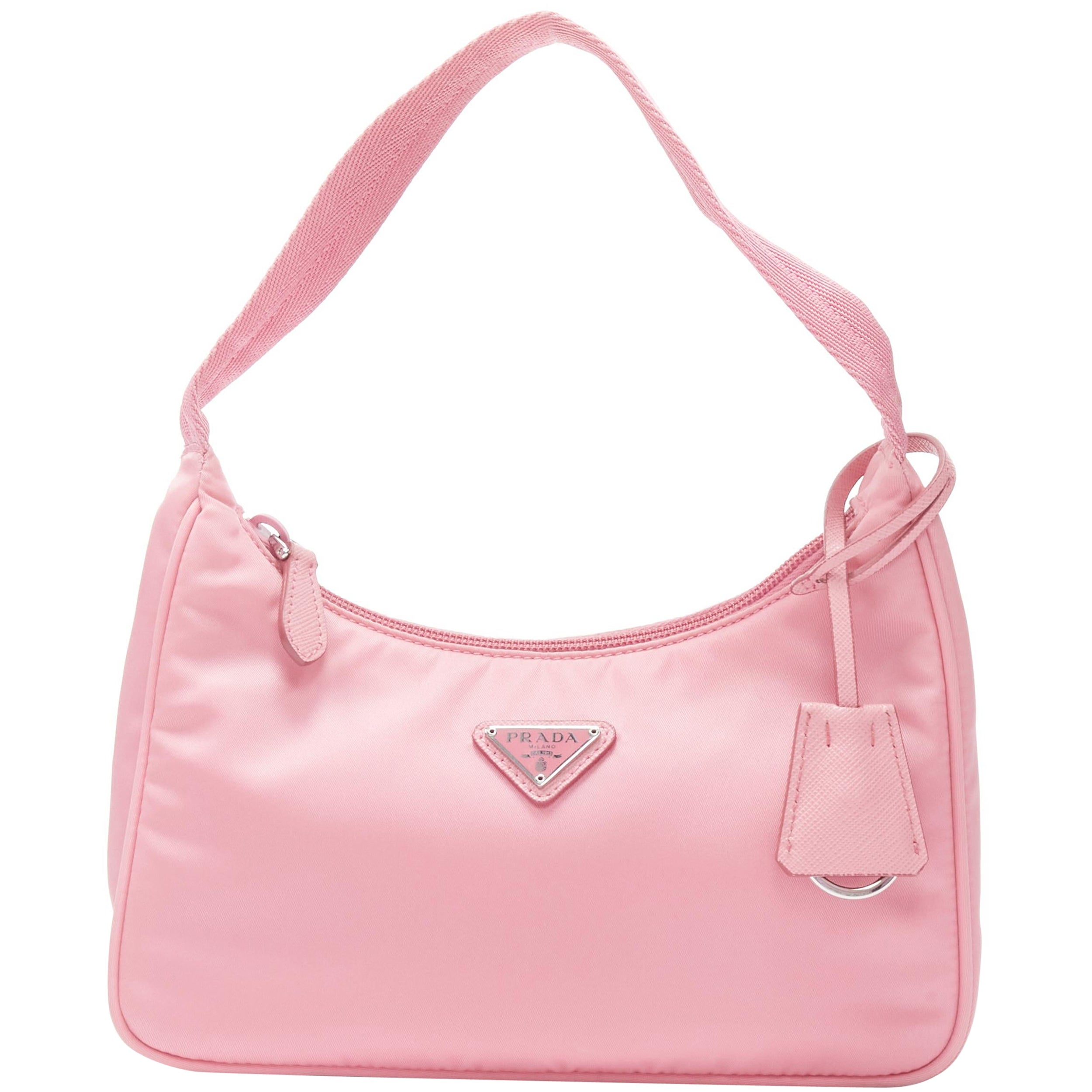 PRADA Re Edition 200 pink Tessuto Nylon saffiano trim underarm bag