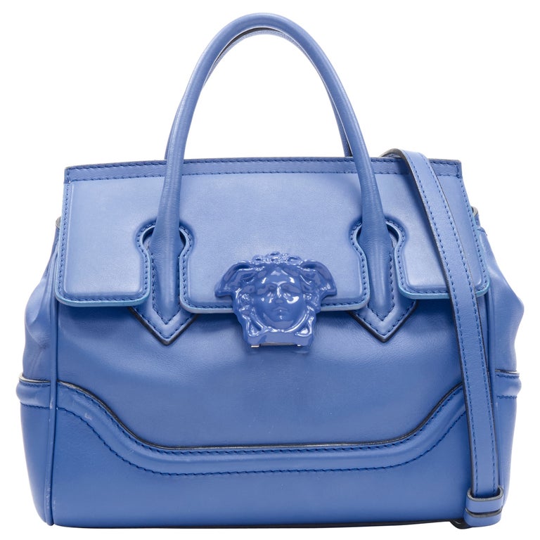 VERSACE Small Palazzo Empire cobalt blue Medusa lock crossbody satchel bag  at 1stDibs