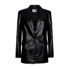 Verheyen London Chesca Oversize Blazer in Black Leather, Size 12