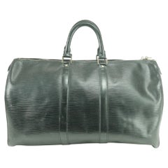 Vintage Louis Vuitton Keepall Duffle 45 Noir Boston 211695 Black Epi Leather Weekend/Tra