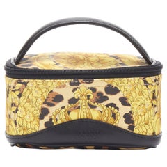 GIANNI VERSACE gold barocco baroque leopard print leather top handle micro bag