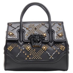 new VERSACE Palazzo Empire black gold crystal crossbody satchel bag