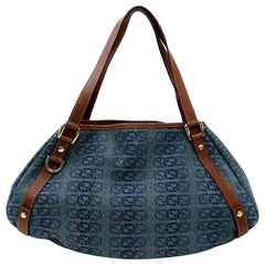 Vintage Gucci Abbey Hobo Gg Monogram Interlocking 872010 Canvas Denim Shoulder Bag