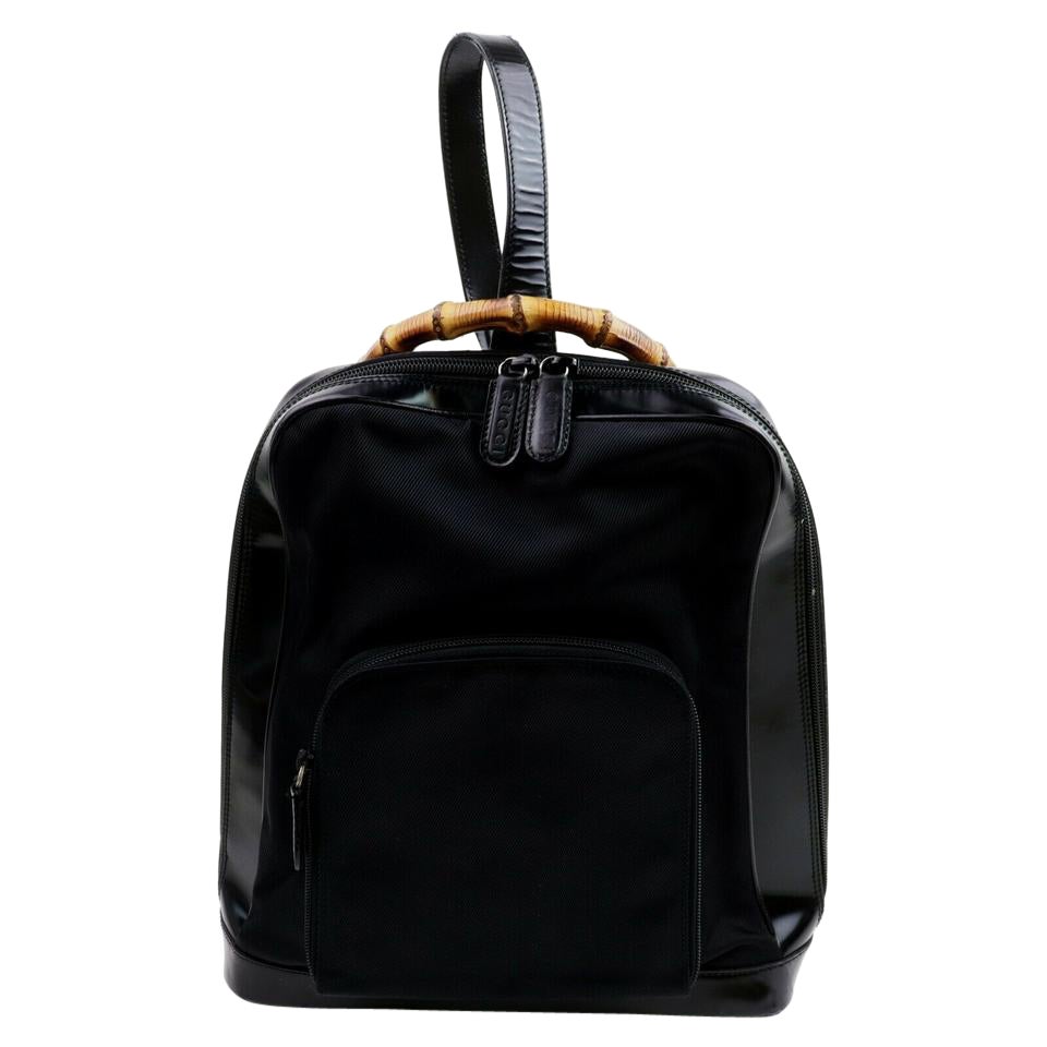 Gucci Bamboo Sling 872511 Black Canvas Backpack