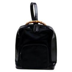 Vintage Gucci Bamboo Sling 872511 Black Canvas Backpack
