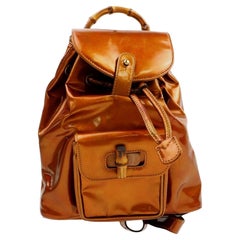 Gucci Bamboo 872505 Brown Enamel Backpack