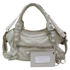 Vintage Balenciaga 867253 Oxford The City 2way Off-white Leather Shoulder Bag
