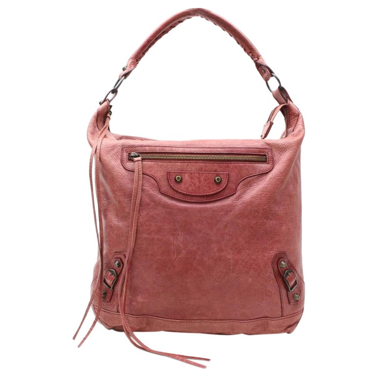 Balenciaga Hobo The Day 865766 Light Red Leather Shoulder Bag at 1stDibs
