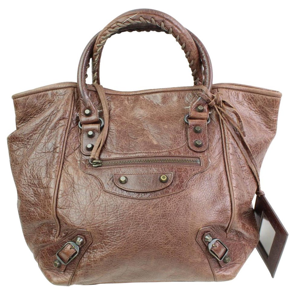 balenciaga brown leather bag