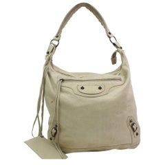 Vintage Balenciaga Hobo 866576 The Day One Beige Leather Shoulder Bag