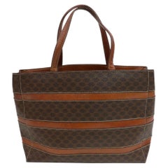 Céline Macadam Monogram Zip 870610 Brown Coated Canvas Tote