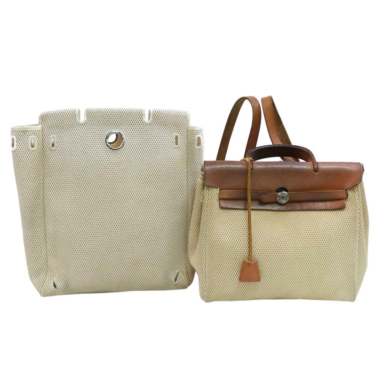 Hermès Herbag Toile Sac A Dos 2-in-1 871069 Beige Canvas Backpack at  1stDibs | herbag sac a dos
