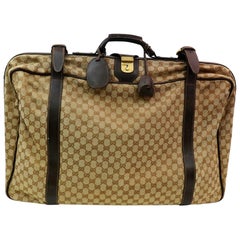 Vintage Gucci Soft Trunk 872013 Monogram Suitcase Luggage Brown Gg Canvas Weekend/Travel