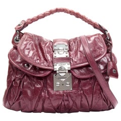 MIU MIU Coffer raspberry red Matelasse nappa leather Hobo bag