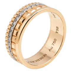 Boucheron, petite bague à anneau en or bicolore 18 carats avec diamants taille radiant Quadrate 58